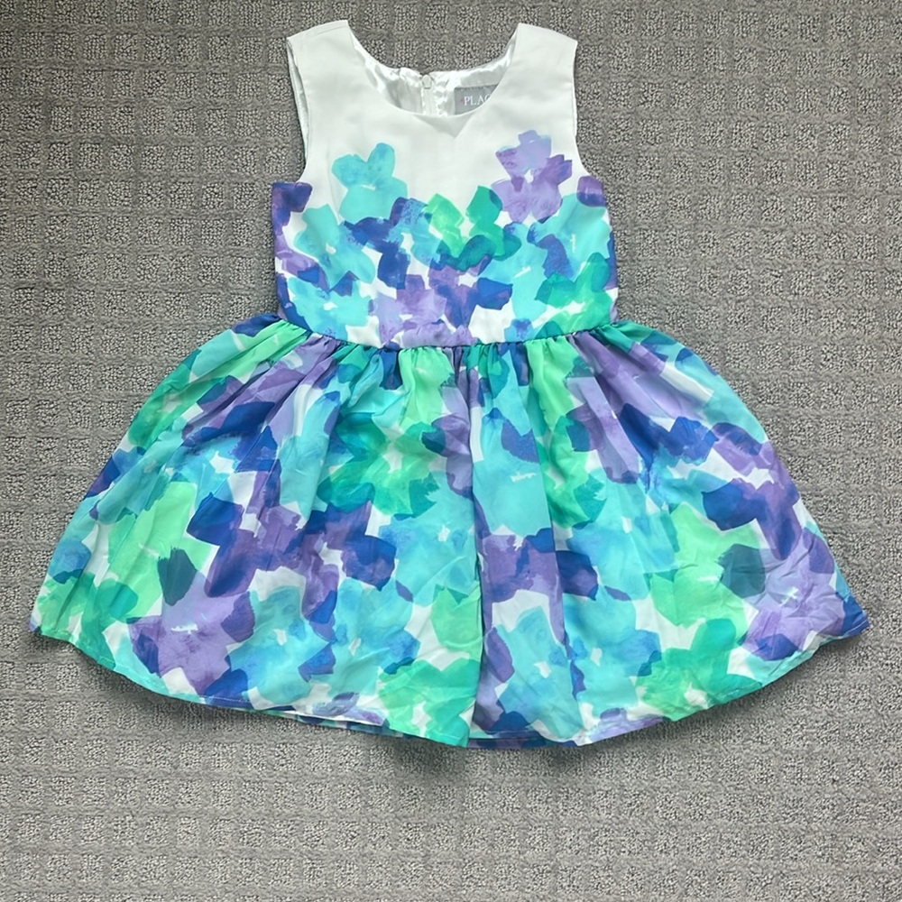 Children’s Place Sleeveless Easter Dress White Blue Purple Green Girl’s Size 5